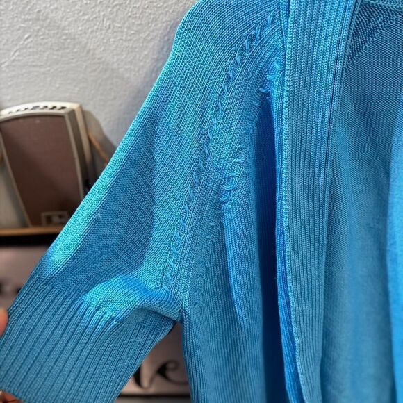 Talbots Mercerized Cotton Open Cardigan Sweater Women's Medium Blue - Picture 3 of 10